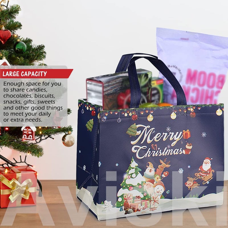 Axiski 8PCS Christmas Gift Tote Bags with Handles, Multifunctional Non-Woven Bags for Gifts Wrapping Shopping, Xmas Party Supplies - Image 3